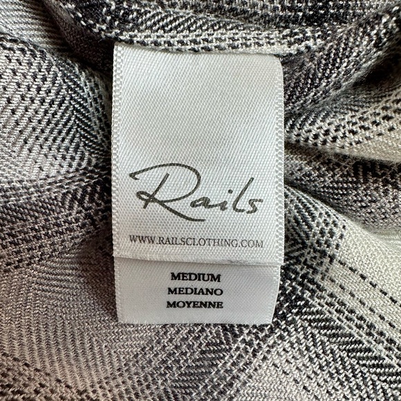 Rails Dolly Shirt in Olive Black Mini Check Plaid with Fringe Size Medium - Picture 11 of 13